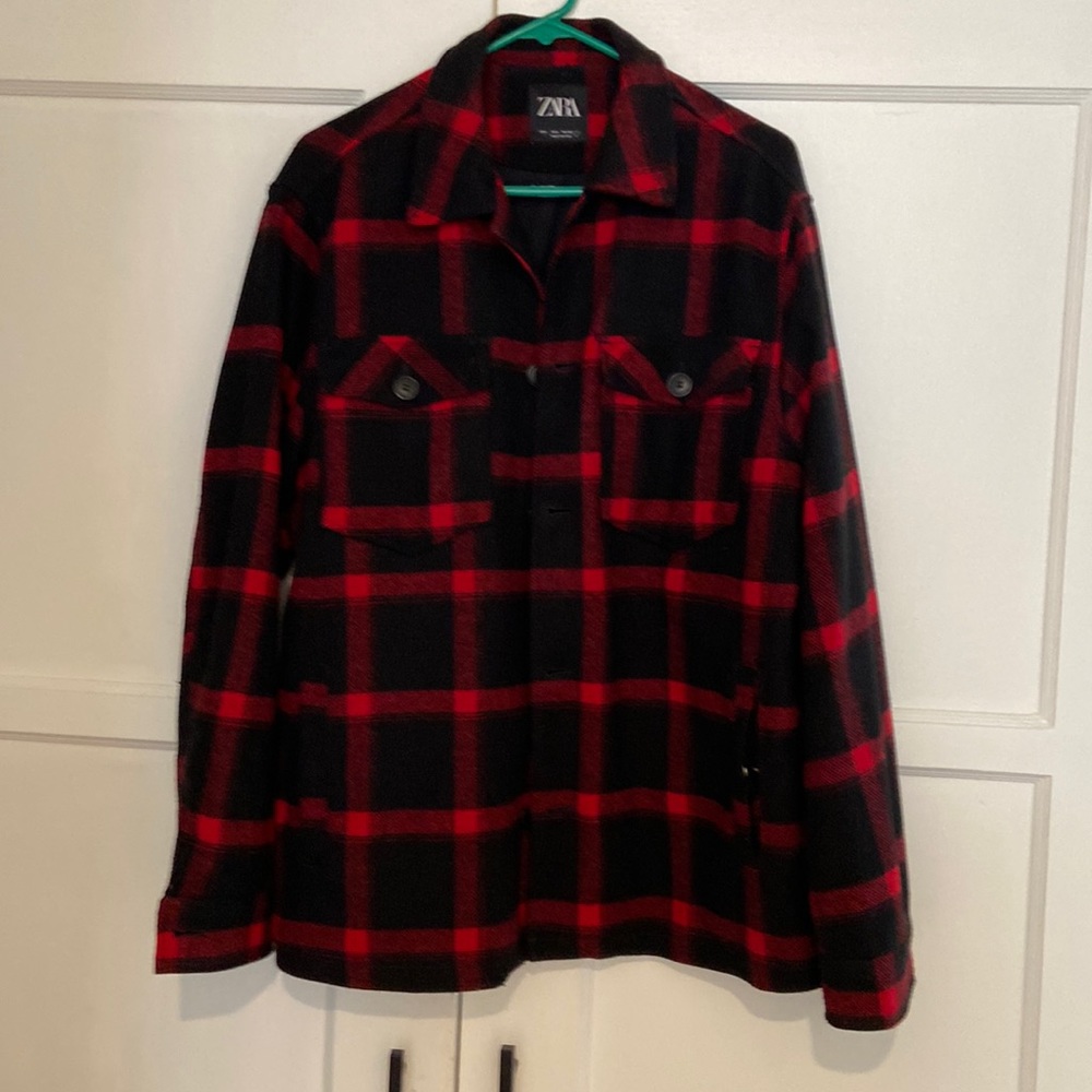 Zara Red and Black Plaid Men's Jacket